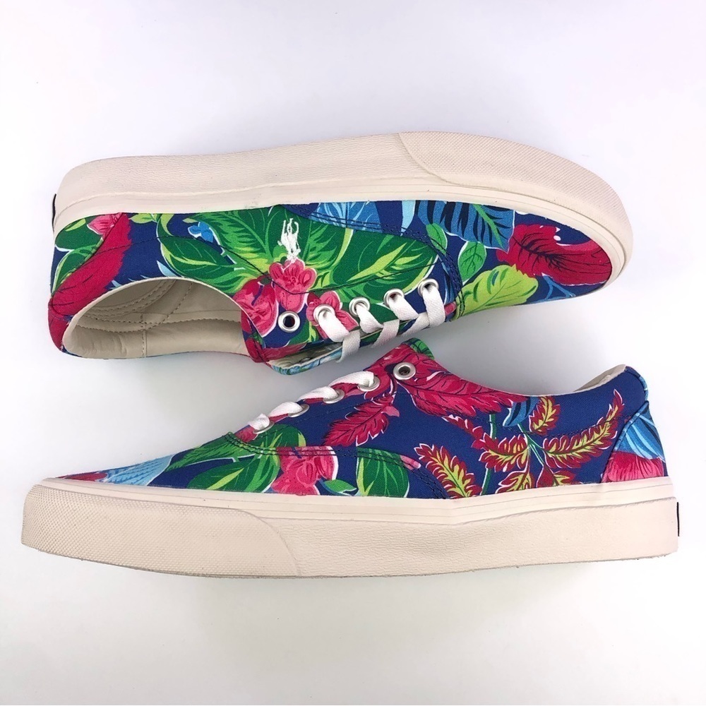 Polo Ralph Lauren Keaton Pony Floral Men's Canvas Low Top Shoes Sneakers - Picture 3 of 8